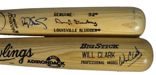 Lot of (2) Signed Name Model Baseball Bats - Darryl Strawberry & Will Clark